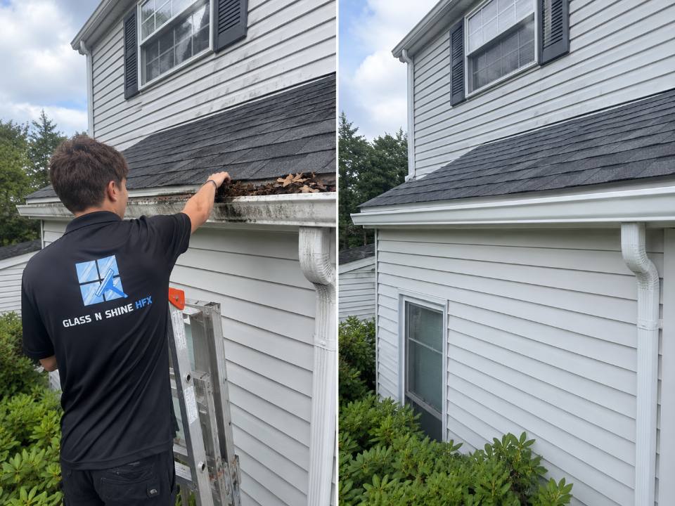 Gutter cleaning before and after in Halifax