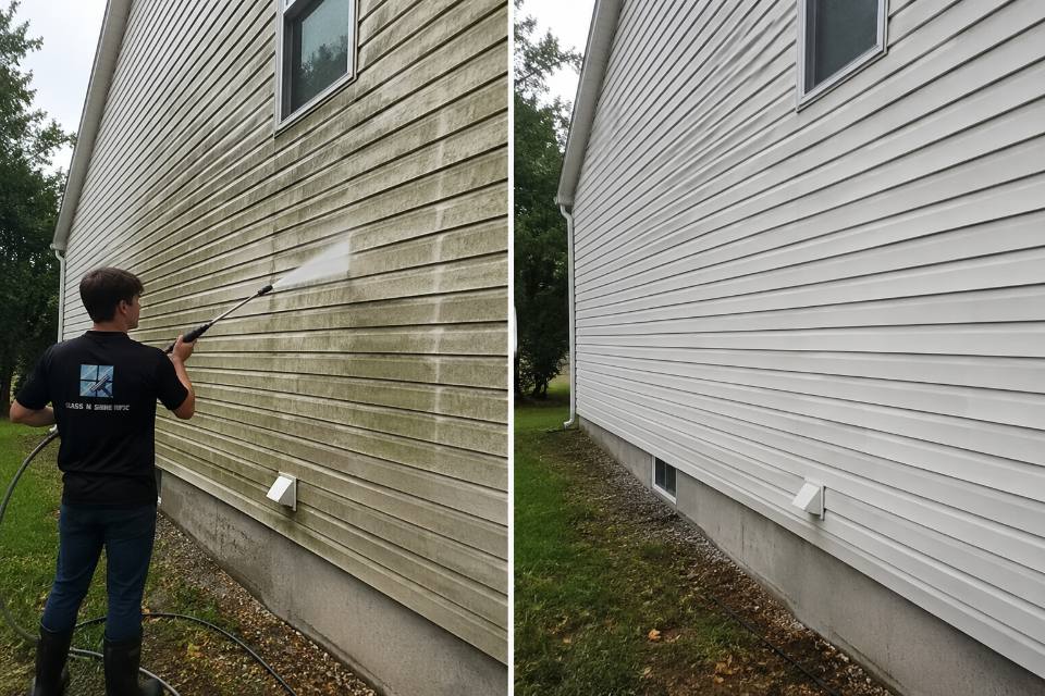 Siding wash before and after in Halifax