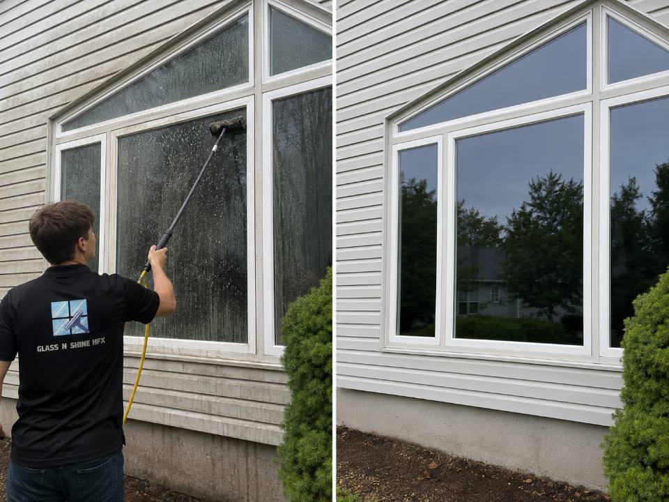 Window cleaning before and after in Halifax